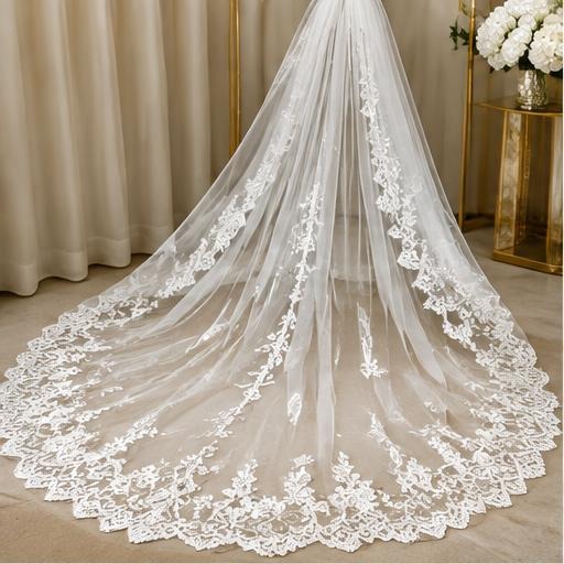 Cathedral lace bridal veil