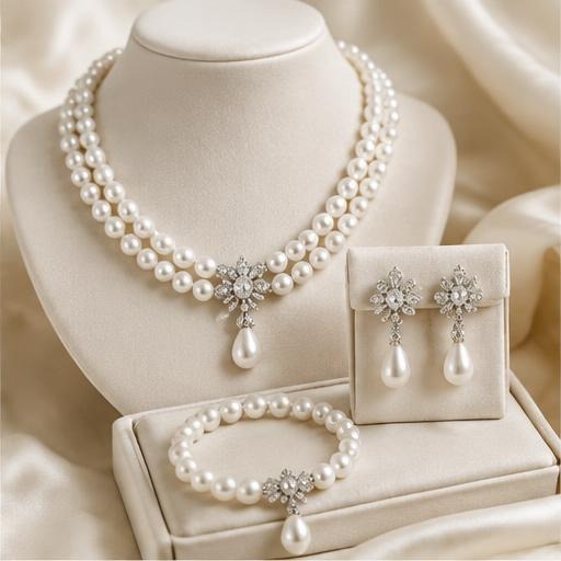 Pearl bridal jewellery set
