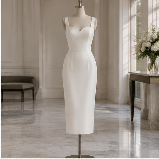 Fitted court wedding dress on a mannequin