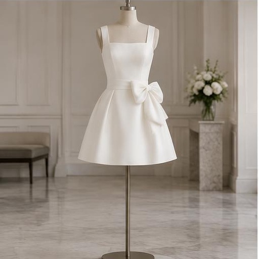 Structured white mini dress on a mannequin
