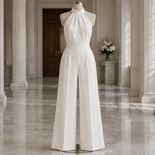 White wedding jumpsuit on a mannequin