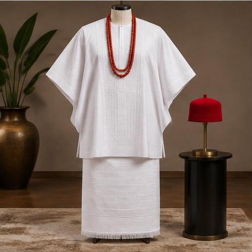 White ceremonial Edo attire on a mannequin