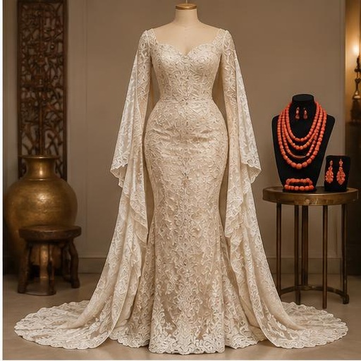 Ivory Edo dress on a mannequin