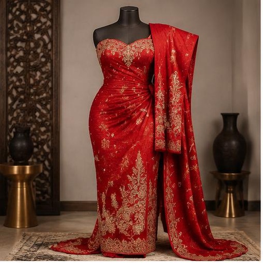 Red Igbo womenswear on a mannequin