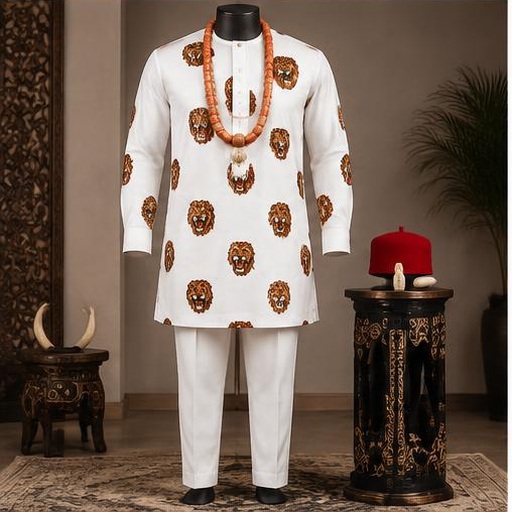 White isi agu menswear on a mannequin